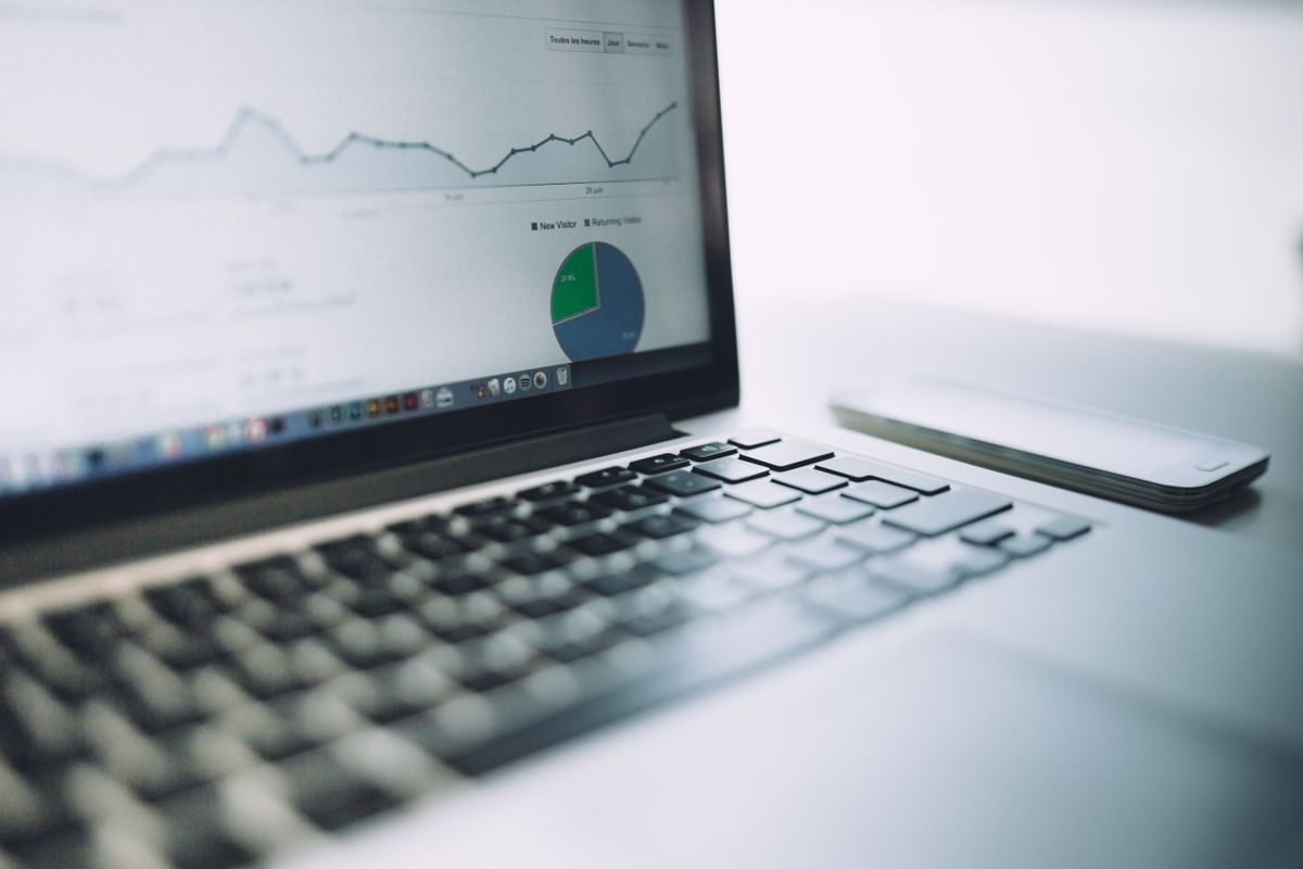 Analytics charts on a laptop screen